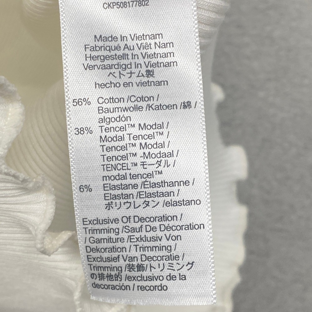 Madewell Shirt Womens XXS White Lace Trim Ribbed V Neck Short Sleeve Top NY958 - Picture 8 of 10
